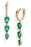 Nadri Emerald Isle Cubic Zirconia Drop Earrings In Gold/ Green