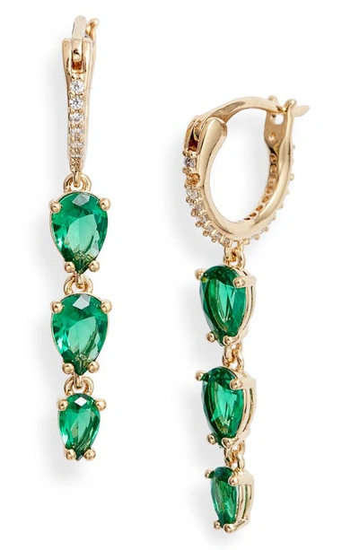 Nadri Emerald Isle Cubic Zirconia Drop Earrings In Gold/ Green