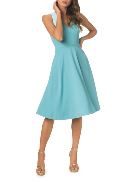 Dress The Population Catalina Fit & Flare Cocktail Dress In Blue