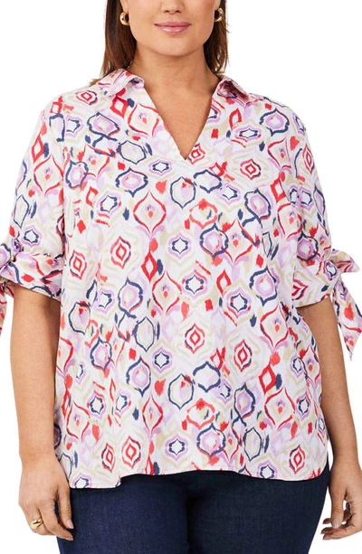 Foxcroft Emma Ikat Top In French Rose