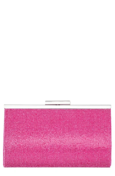 Nina Crystal Frame Clutch In Ultra Pink