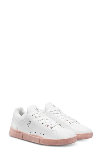 On Women's The Roger Advantage Low Top Sneakers In White/ Wood Rose