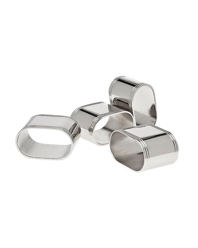 Godinger Zale Hammered Concave Napkin Ring (set Of 4) In Silver