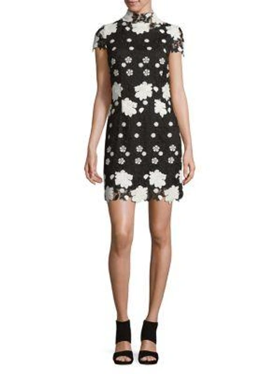 Nicole Miller Floral Lace Sheath Dress In Black White