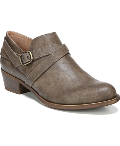 Lifestride Adley Womens Padded Insole Stacked Heel Clogs In Whiskey Faux Leather