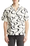 Frame Camp-collar Printed Organic Cotton Shirt In White