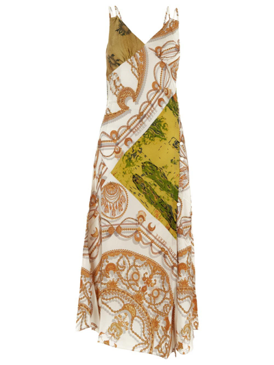 Marine Serre Graphic-print Silk Slip Dress In Multicolor