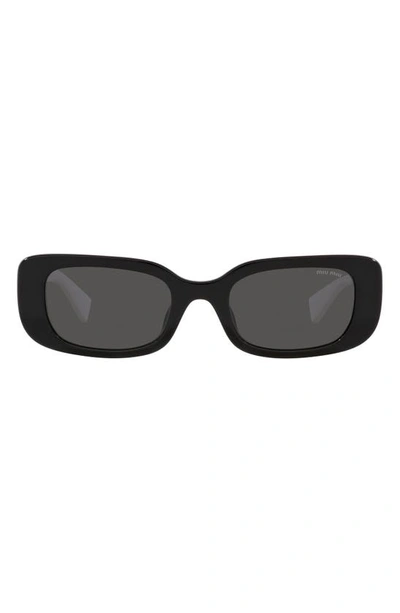Miu Miu 51mm Rectangular Sunglasses In Black