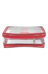 Anya Hindmarch In-flight Clear Travel Case In Clear/ Berry