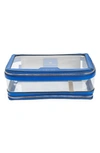Anya Hindmarch In-flight Clear Travel Case In Clear/ Electric Blue