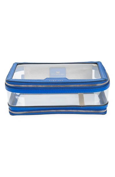 Anya Hindmarch In-flight Clear Travel Case In Clear/ Electric Blue