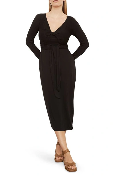 Vince Wrap Bodice Long Sleeve Dress In Black