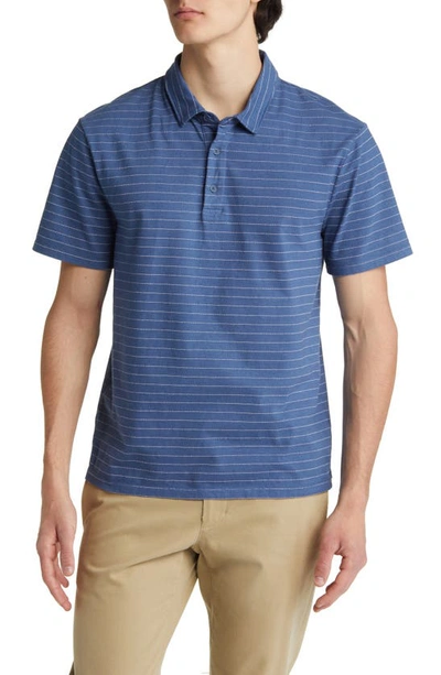 Vince Garment Dyed Fleck Stripe Polo In Blue