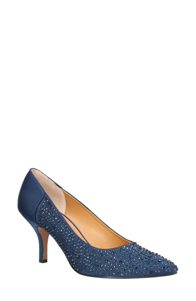 J. Reneé Rishna Crystal Embellished Pointed Toe Pump In Navy