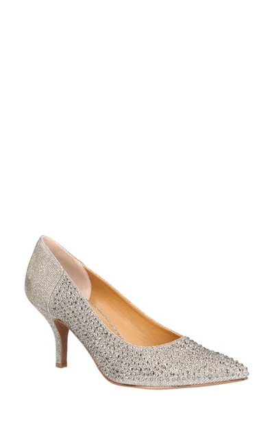 J. Reneé Rishna Crystal Embellished Pointed Toe Pump In Pewter