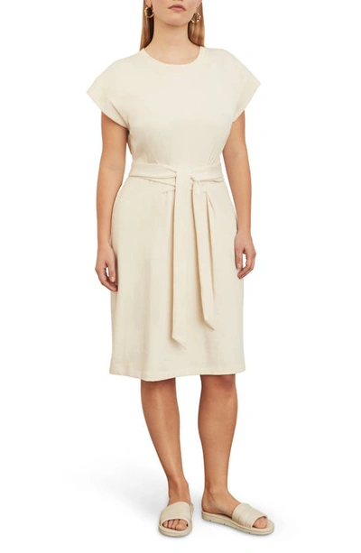 Vince Tie Waist Cotton Dress In Pampas