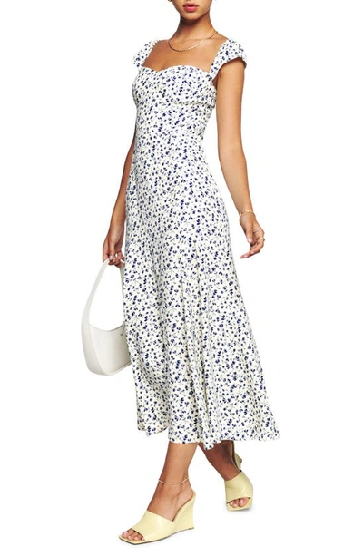 Reformation Bryson Cap Sleeve Midi Dress In Mykonos