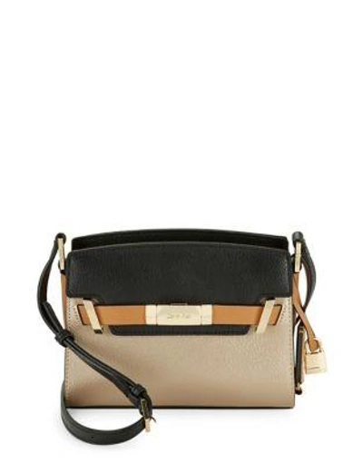 Calvin Klein Brooke Textured Leather Crossbody Bag In Taupe Black