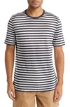 Hugo Boss Tiburt Stripe Linen T-shirt In Navy