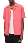 Allsaints Venice Relaxed Fit Short Sleeve Button-up Camp Shirt In Hibiscus Red