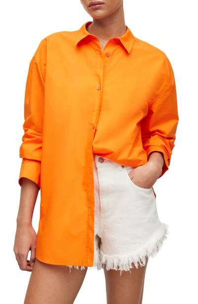 Allsaints Sasha Poplin Shirt In Vivid Orange