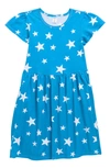 Harper Canyon Kids' Pocket T-shirt Dress In Blue Malibu- White Stars