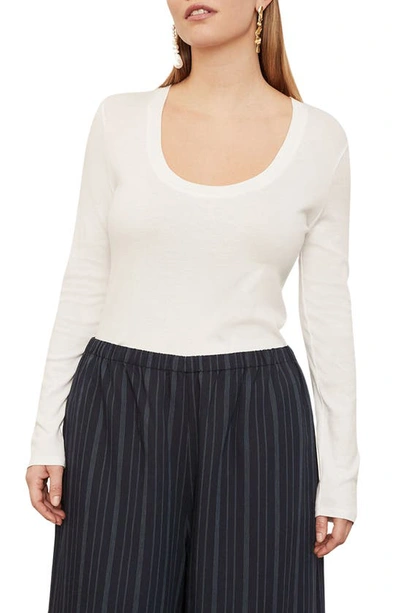 Vince Scoop Neck Pima Cotton Top In Off White