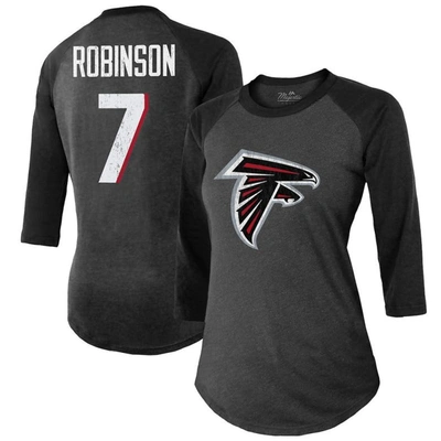 Majestic Threads Bijan Robinson Black Atlanta Falcons Player Name & Number Tri-blend 3/4-sleeve Fitt