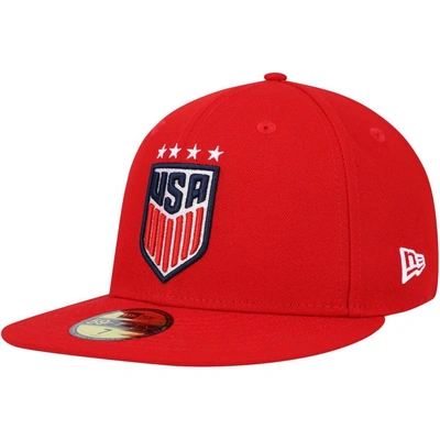 New Era Red Uswnt Team Basic 59fifty Fitted Hat