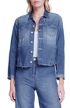 L Agence Janelle Raw Hem Cotton Denim Trucker Jacket In Rowan