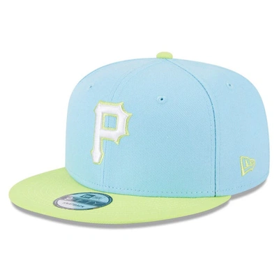 New Era Men's  Light Blue, Neon Green Pittsburgh Pirates Spring Basic Two-tone 9fifty Snapback Hat In Light Blue,neon Green