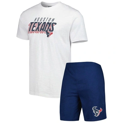 Concepts Sport Men's  Navy, White Houston Texans Downfield T-shirt And Shorts Sleep Set In Navy,white