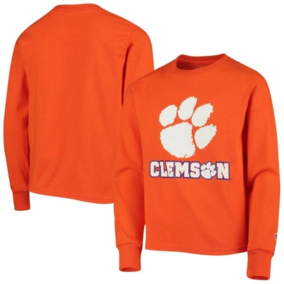 Champion Kids' Youth  Orange Clemson Tigers Lockup Long Sleeve T-shirt