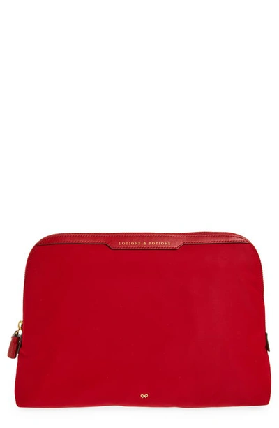 Anya Hindmarch Lotions & Potions Recycled Nylon Zip Pouch In Red