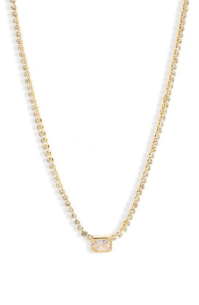 Nordstrom Cubic Zirconia Pendant Necklace In Clear- Gold