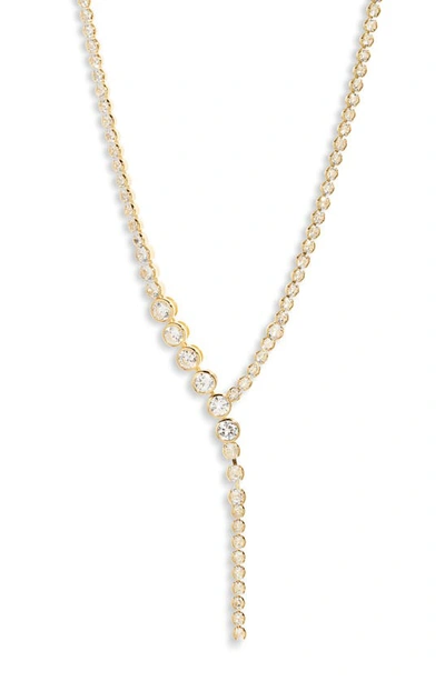 Nordstrom Dripping Cubic Zirconia Y-necklace In Clear- Gold