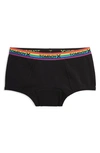 Tomboyx First Line Stretch Cotton Period Boyshorts In Black Rainbow