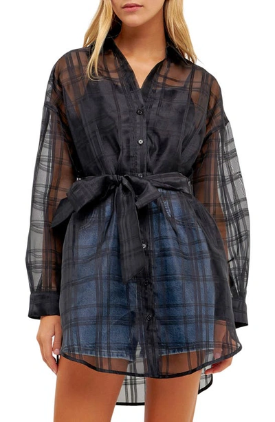 English Factory Check Button-up Shirt In Black