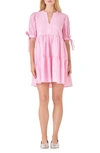 English Factory Texture Puff Sleeve Minidress In Pink