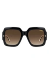 Carrera Eyewear 54mm Gradient Rectangular Sunglasses In Black White/ Brown Gradient