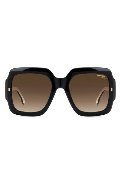 Carrera Eyewear 54mm Gradient Rectangular Sunglasses In Black White/ Brown Gradient