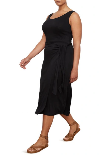 Vince Faux Wrap Midi Dress In Black