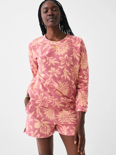 Faherty Cabana Towel Terry Sweatshirt In Rose Peach Blossom