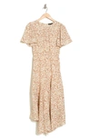 Wishlist Ditsy Floral Handkerchief Dress In Taupe