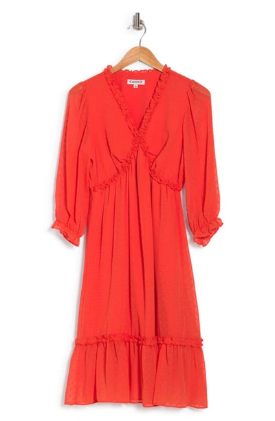 Nanette Lepore Madeline Clip Jacquard Long Sleeve Dress In Tangerine