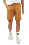Ben Sherman Signature Flat Front Stretch Cotton Chino Shorts In Tan