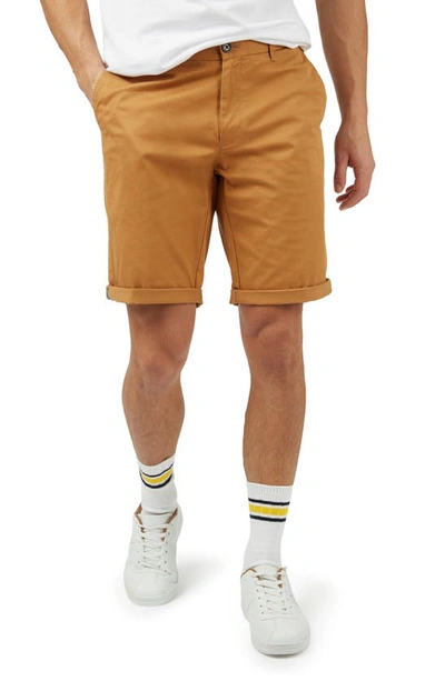 Ben Sherman Signature Flat Front Stretch Cotton Chino Shorts In Tan