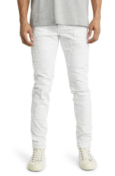 Purple Brand Optic Patch Repair Stretch Skinny Jeans In White