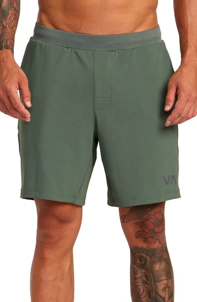 Rvca Trainer Athletic Shorts In Dark Cactus