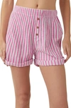 Free People Sunday Morning Lounge Shorts In Pink Stripes